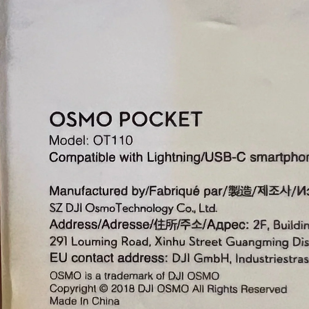 DJI Osmo Pocket OT110 Gimbal Camera with accessories